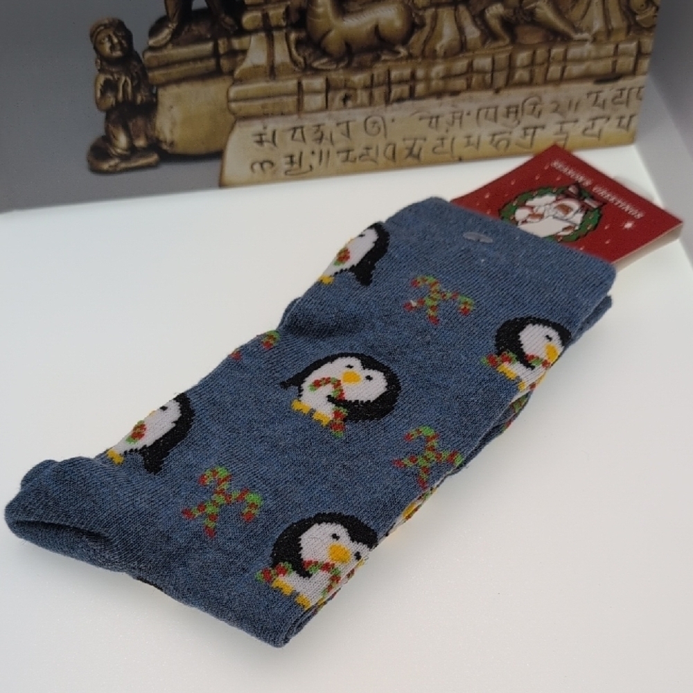 Blue Penguin Patterned Socks
